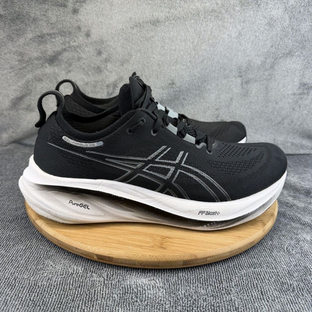 Asics Gel-Nimbus 25 Shoes Mens Size 10.5 Black Running Sneakers 1011B796